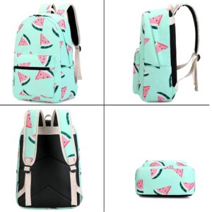 CAMTOP Backpack for Teen Girls Kids School Bookbag Lunch Box Set (Y0080-3 Watermelon-Mint Green)