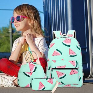 CAMTOP Backpack for Teen Girls Kids School Bookbag Lunch Box Set (Y0080-3 Watermelon-Mint Green)