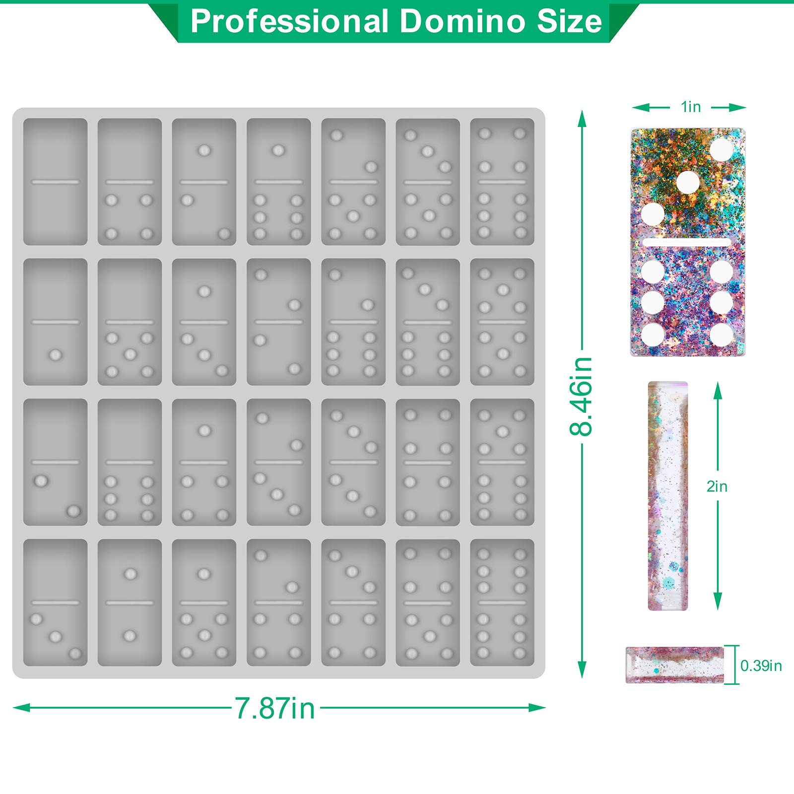 Professional Domino Molds for Resin Casting Jumbo Domino Molds for Resin Casting Double 6 Dominoes Mold, Shiny & No Scratches & Durable,8.86 x 9.25 x 0.39 inch 230g (New Version）