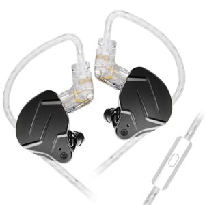 kz zsn pro x in ear monitor, wired gaming earbuds, hifi kz in ear headphones with hybrid dual driver 1ba 1dd high fidelity musicians iem earphones with detachable tangle-free cable (with mic, black)