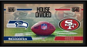 sports memorabilia - seattle seahawks vs. san francisco 49ers framed 10x 20house divided football collage - nfl team plaques and collages