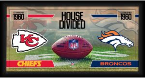 kansas city chiefs vs. denver broncos framed 10" x 20" house divided football collage - nfl team plaques and collages