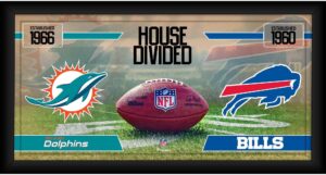 miami dolphins vs. buffalo bills framed 10" x 20" house divided football collage - nfl team plaques and collages