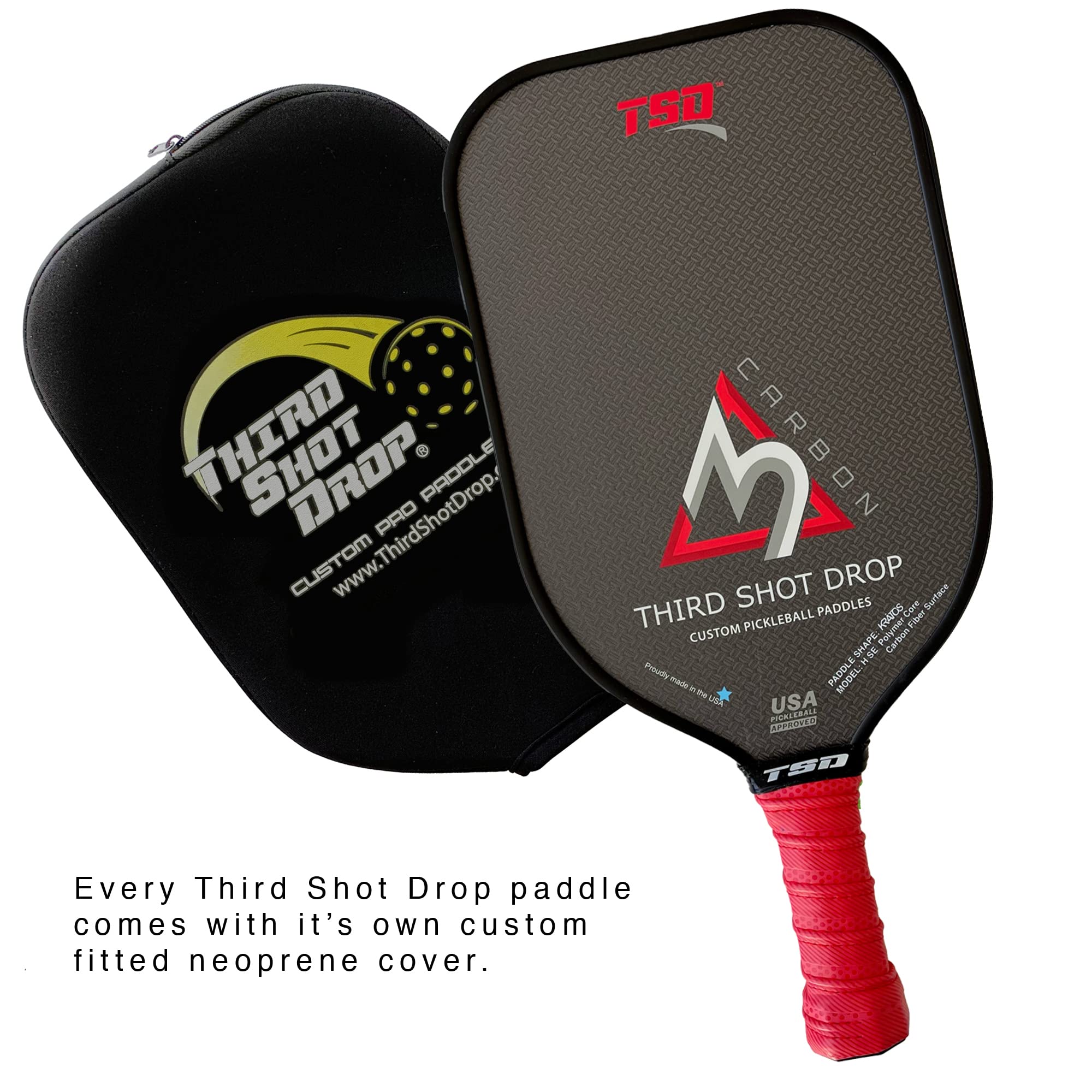 Third Shot Drop Special Edition Series Pickleball Paddle | Triple Layer Carbon Fiber Diamond Weave Surface (Kratos Model H SE | Core: 16mm Polymer)