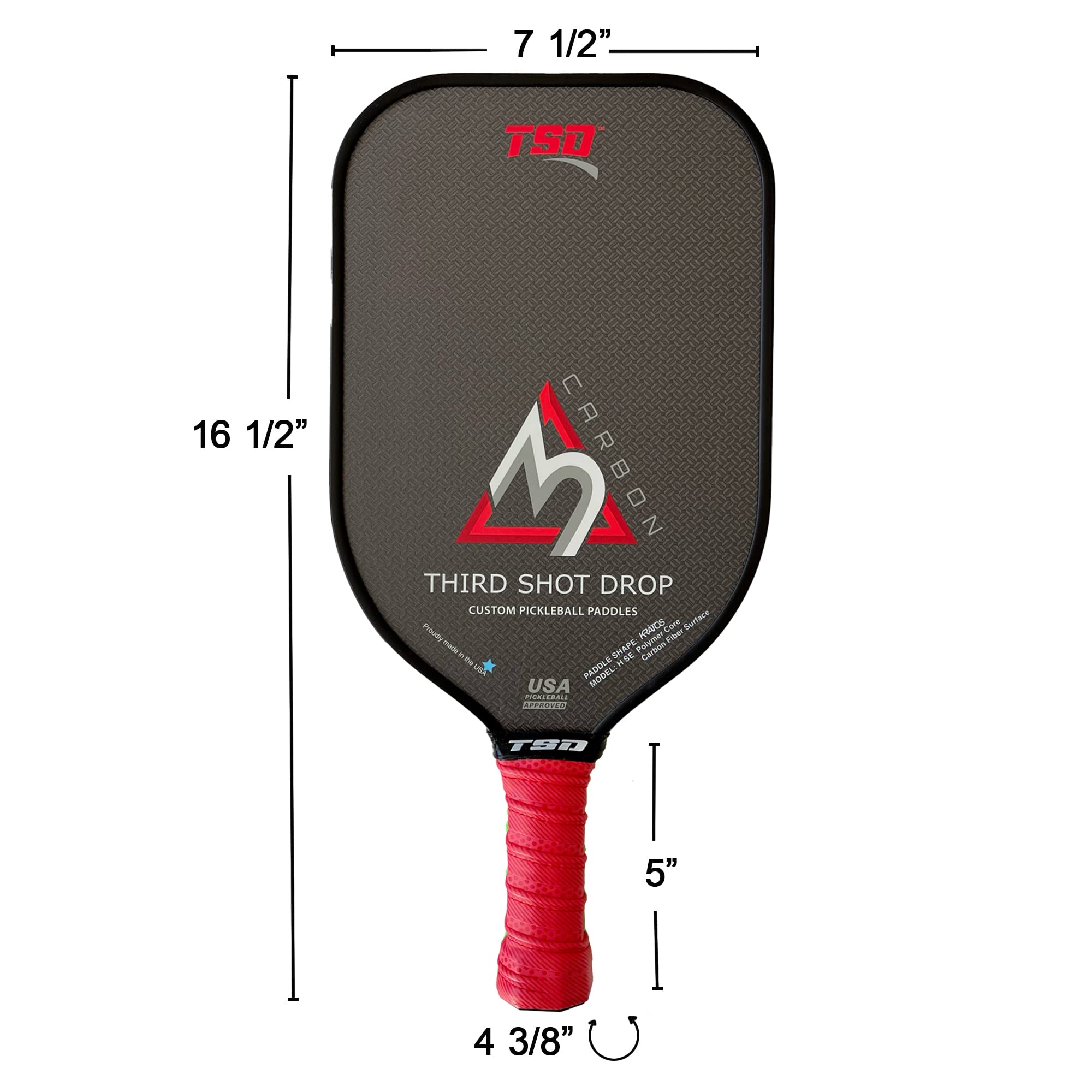 Third Shot Drop Special Edition Series Pickleball Paddle | Triple Layer Carbon Fiber Diamond Weave Surface (Kratos Model H SE | Core: 16mm Polymer)