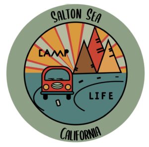 salton sea california souvenir 4 inch vinyl decal sticker camping design