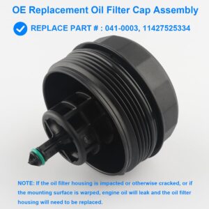 Oil Filter Housing Cap, Replace 041-0003, 11427525334, 11 42 7 525 334 Compatible with BMW 128i 135i 320i 328i 328xi 330i 335i 525i 528i 530i 535i X1 X3 X5 X6 Z4 - E60 E70 E90 E92 E93 F10 F30, More