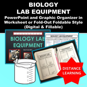 biology lab equipment powerpoint and differentiated guided notes as worksheet or foldable