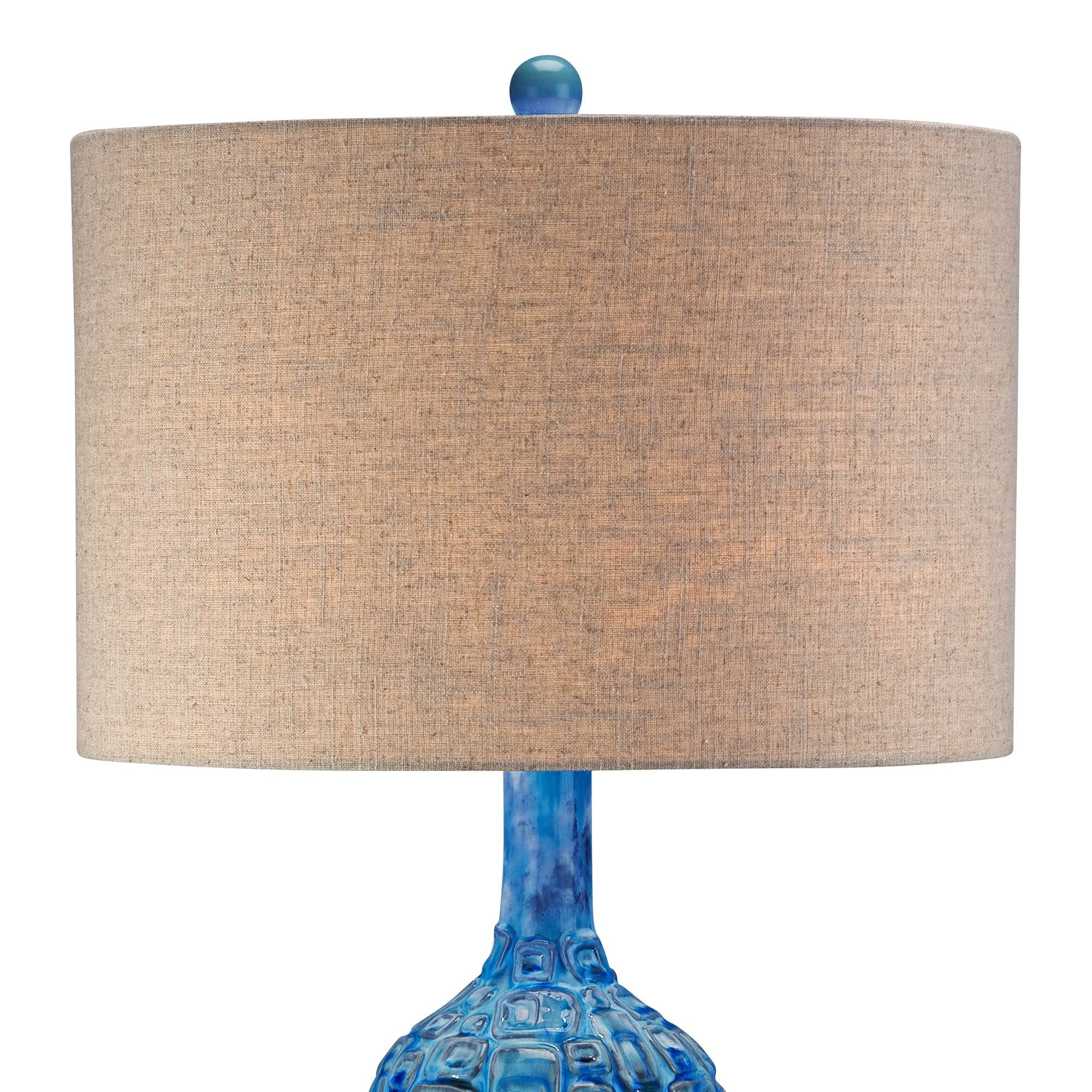 Possini Euro Design Mid Century Modern Style Table Lamp with Table Top Dimmer 36" Tall Teal Glaze Ceramic Tan Linen Drum Shade for Living Room Bedroom House Bedside Home Entryway (Colors May Vary)