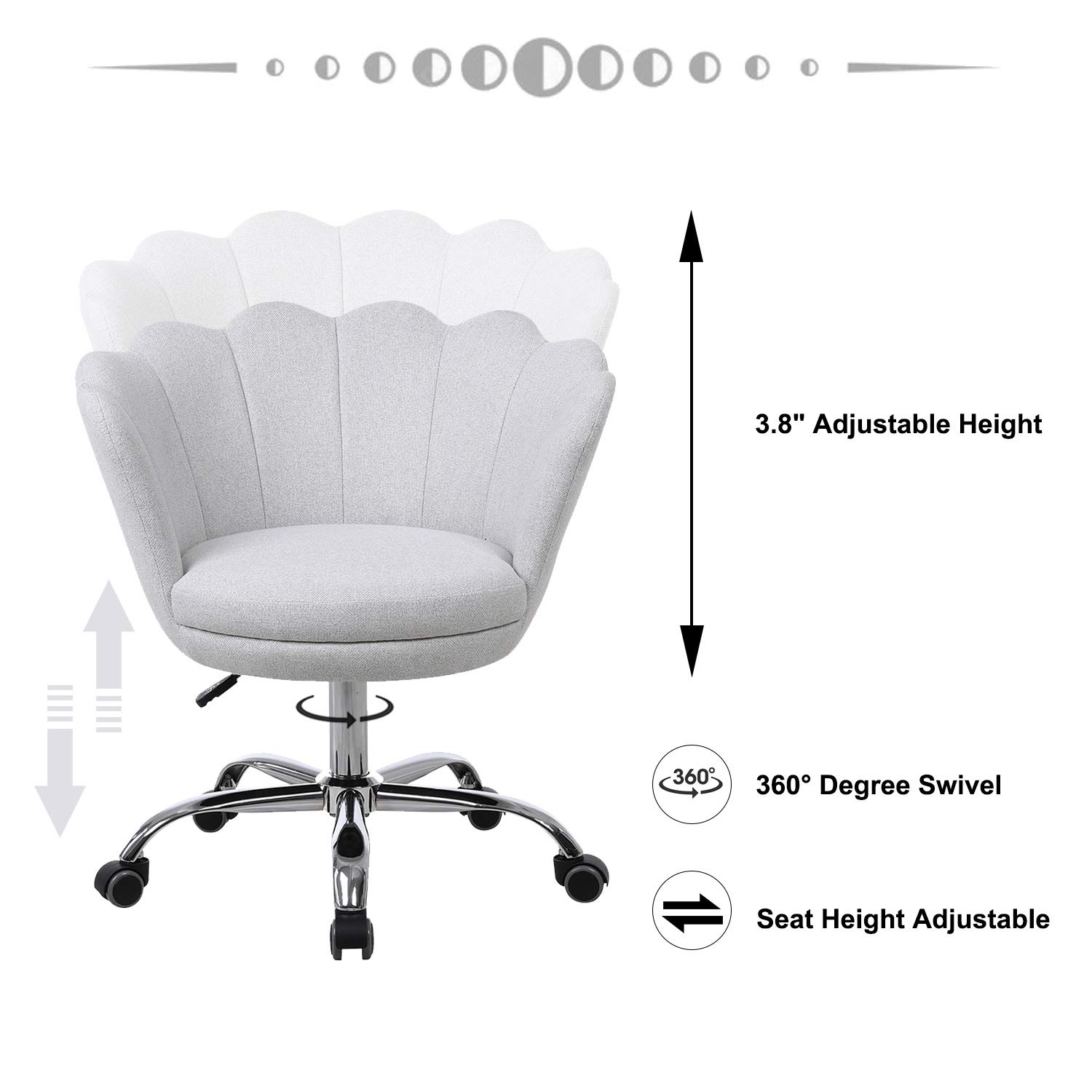 SSLine Home Office Chair,Modern Living Room Chair Linen Fabric Shell Accent Chair,360° Upholstered Adjustable Swivel Armchair Reception Chair for Office, Living Room,Bed Room (Beige)