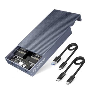 orico dual-bay nvme enclosure external ssd case aluminum usb3.1 gen2 10gbps m.2 type-c ssd docking station for pcie m-key b&m key 2230/2242/2260/2280 ssd with screw installation up to 4tb-m2p2j