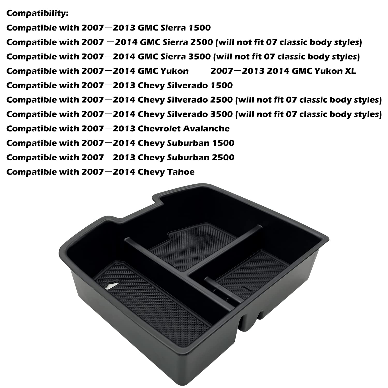 JOJOMARK Center Console Organizer Tray Compatible with 2007-2014 GMC Sierra Chevy Silverado Tahoe Yukon Suburban - Accessories Replaces 19166288