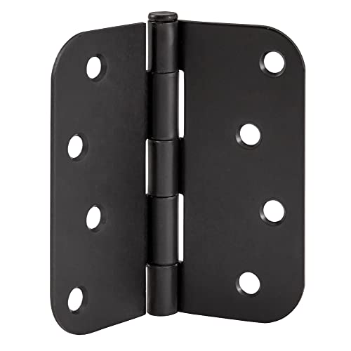 Design House 188961 5/8" Radius Corner Steel Door Hinge Door Hardware Door Hinges Interior Doors, 4"x4", Matte Black, 3-Pack