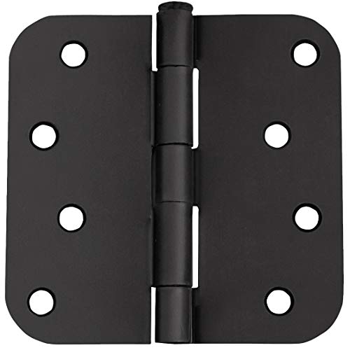 Design House 188961 5/8" Radius Corner Steel Door Hinge Door Hardware Door Hinges Interior Doors, 4"x4", Matte Black, 3-Pack