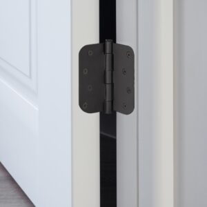 Design House 188961 5/8" Radius Corner Steel Door Hinge Door Hardware Door Hinges Interior Doors, 4"x4", Matte Black, 3-Pack