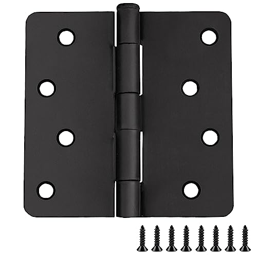 Door Hinges for Interior Doors 3-Pack 4-inch x 4-inch, Design House 1/4-inch Radius Steel Door Hinge Door Hardware, Matte Black, 188946