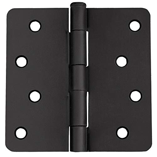 Door Hinges for Interior Doors 3-Pack 4-inch x 4-inch, Design House 1/4-inch Radius Steel Door Hinge Door Hardware, Matte Black, 188946