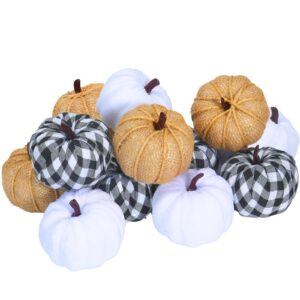 ticlooc 12pcs mixed artificial fake harvest pumpkins for fall wedding thanksgiving halloween decoration