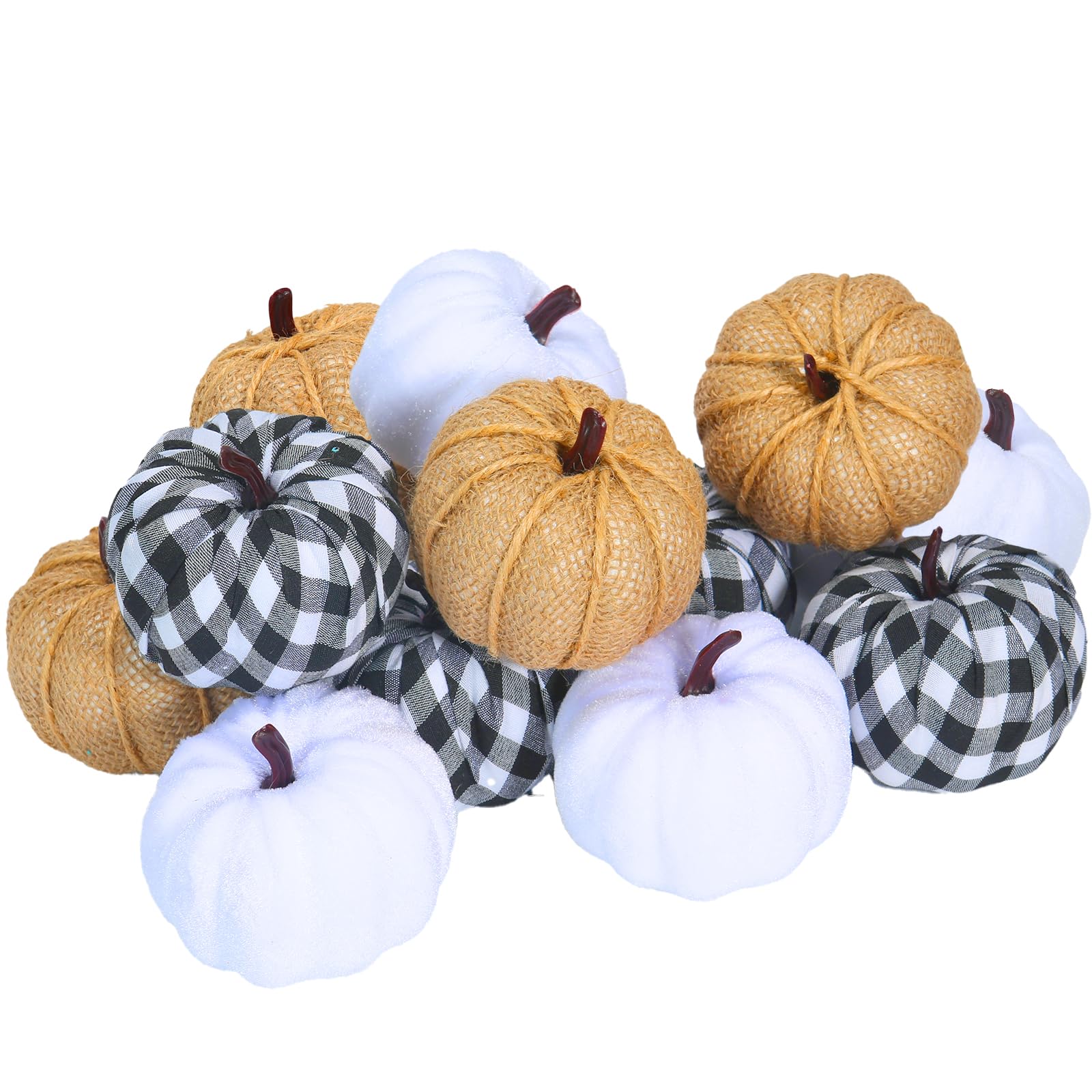 Ticlooc 12pcs Mixed Artificial Fake Harvest Pumpkins for Fall Wedding Thanksgiving Halloween Decoration