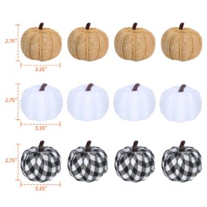 Ticlooc 12pcs Mixed Artificial Fake Harvest Pumpkins for Fall Wedding Thanksgiving Halloween Decoration