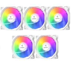 uphere 120mm rgb case fan,quiet edition high airflow adjustable color led case fan for pc cases, cpu coolers,radiators system,5-pack,black edition/c8123-5