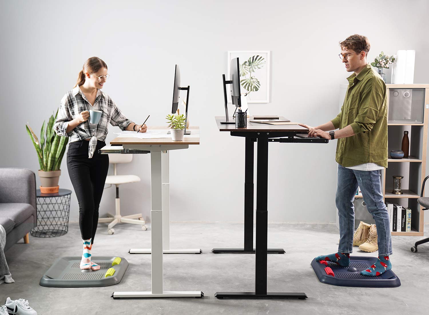 FEZIBO Dual Motor Height Adjustable Standing Desk Legs, Electric Desk Frame for 43 Inches to 59 Inches Desk Tops, Home Office Sit Stand Desk Base, White (Frame Only)