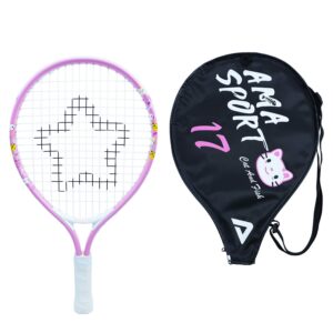 kids tennis racket for junior toddlers starter kit 17" pink for girl toddlers with shoulder strap bag (baby pink, 17)