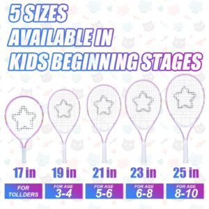 Kids Tennis Racket for Junior Toddlers Starter Kit 17" Pink for Girl Toddlers with Shoulder Strap Bag (Baby Pink, 17)