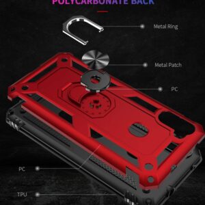 YZOK for Galaxy A11 Case,Samsung A11 Case,with HD Screen Protector,[Military Grade] Ring Car Mount Kickstand Hybrid Hard PC Soft TPU Shockproof Protective Case for Samsung Galaxy A11 (Red)