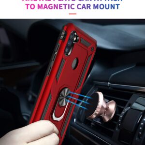 YZOK for Galaxy A11 Case,Samsung A11 Case,with HD Screen Protector,[Military Grade] Ring Car Mount Kickstand Hybrid Hard PC Soft TPU Shockproof Protective Case for Samsung Galaxy A11 (Red)