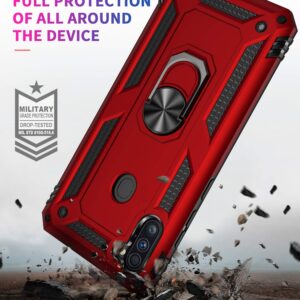 YZOK for Galaxy A11 Case,Samsung A11 Case,with HD Screen Protector,[Military Grade] Ring Car Mount Kickstand Hybrid Hard PC Soft TPU Shockproof Protective Case for Samsung Galaxy A11 (Red)