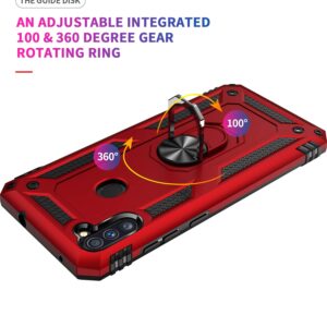 YZOK for Galaxy A11 Case,Samsung A11 Case,with HD Screen Protector,[Military Grade] Ring Car Mount Kickstand Hybrid Hard PC Soft TPU Shockproof Protective Case for Samsung Galaxy A11 (Red)