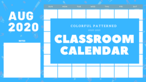 colorful patterned classroom calendar