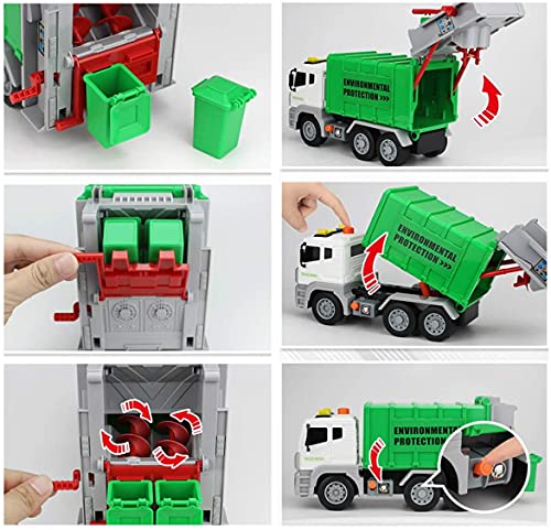 Garbage Truck Toys for Boys & Girls - Trash Truck Toys with Lights & Sounds Includes 4 Toy Garbage Cans, 40 Garbage Recycling Sorting Cards. Educational Toys for Toddlers & Kids Ages 3 4 5 6+