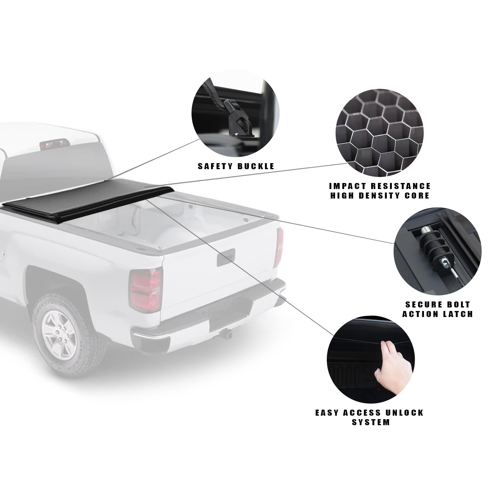 Armordillo USA 7162174 CoveRex TFX Series Low Profile Hard Tri-Fold Truck Bed Tonneau Cover Fits 2014-2018 Chevy Silverado/GMC Sierra 1500 5.8 Ft (68") Short Bed