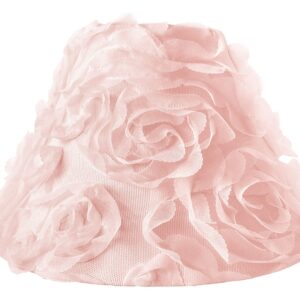 Sweet Jojo Designs Pink Floral Rose Lamp Shade - Solid Light Blush Flower Luxurious Elegant Princess Vintage Boho Shabby Chic Luxury Glam High End Roses