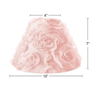 Sweet Jojo Designs Pink Floral Rose Lamp Shade - Solid Light Blush Flower Luxurious Elegant Princess Vintage Boho Shabby Chic Luxury Glam High End Roses