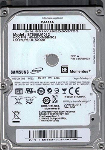 Samsung ST500LM012 HN-M500MBB/SC2 F/W: 2AR20003 500GB Seagate (Renewed)