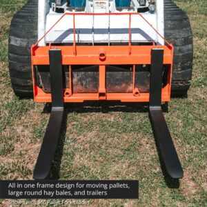 Titan Attachments UA USA Made Orange Pallet Fork Frame Attachment, 42â€ Fork Blades, Rated 4,000 LB