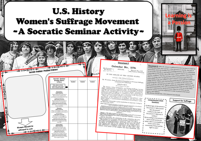 U.S. History: Women's Suffrage | A Socratic Seminar Activity | Distance Learning