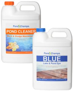 pond champs blue pond dye and pond cleaner- 1 gallon of each
