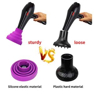 Universal Collapsible Hair Dryer Diffuser Attachment- Salon Grade Tool,Lightweight Foldable Portable Travel Folding Design Fit Most of Blow Dryers-PurplePurple