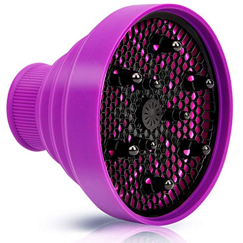 Universal Collapsible Hair Dryer Diffuser Attachment- Salon Grade Tool,Lightweight Foldable Portable Travel Folding Design Fit Most of Blow Dryers-PurplePurple