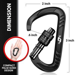 RHINO Produxs 2PCS of 12kN (2697 lbs) Heavy Duty Lightweight Locking Carabiner Clips - Excellent for Securing Pets, Outdoor, Camping, Hiking, Hammock, Dog Leash Harness, Keychains, Water Bottle