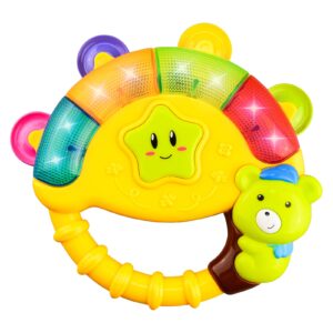 okreview baby rattles activity bell toy - baby toy 6 to 12 months babies music rattles toy with song lighting modes, infant toy colorful birthday gift