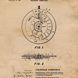 Vintage Watch Mechanicals Patent Prints, 4 (8x10) Unframed Photos, Wall Art Decor Gifts Under 20 for Home Office Studio Garage Shop Man Cave College Student Teacher Omega Rolex Timepiece Fan