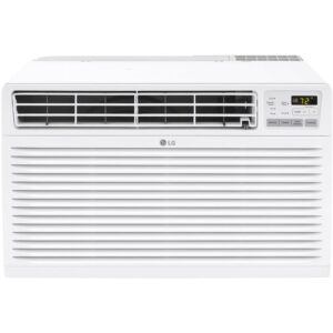 lg 14,000 btu through the wall air conditioner, 230/208v, cools 750 sq.ft. for bedroom, living room, apartment, electronic control w/remote, 3 cooling & fan speeds, 4-way air deflection, auto restart