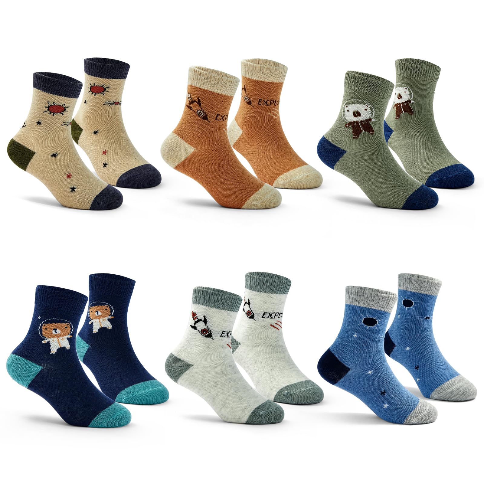 Big Boys Seamless Toe Socks Cotton Crew Athletic Socks Colorful Quarter Socks Size 13-1