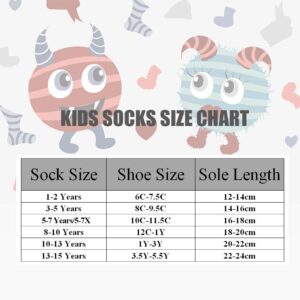 Big Boys Seamless Toe Socks Cotton Crew Athletic Socks Colorful Quarter Socks Size 13-1