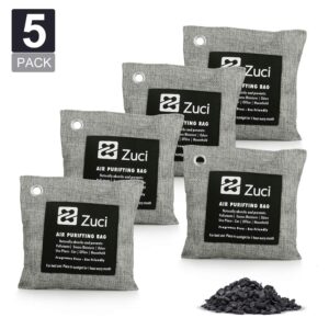 zuci pk 5 x 200 grams bamboo charcoal air freshener bags naturally activated charcoal bags odor absorber car pets closet basement & litter car air freshener